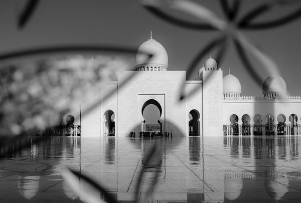 white museum with historical Indian architecture black and white
