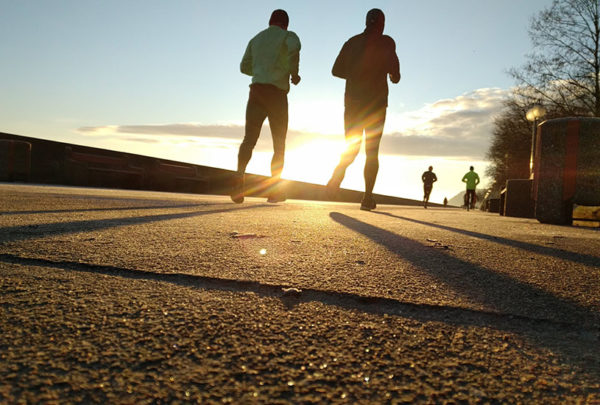 two people going for a run in the morning