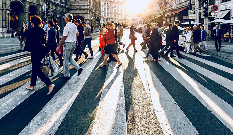 People crossing the street in the city