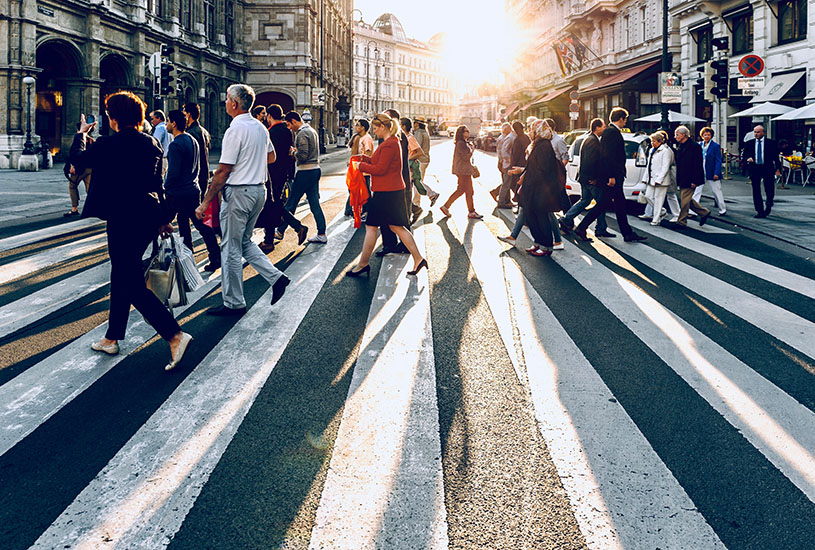 People crossing the street in the city