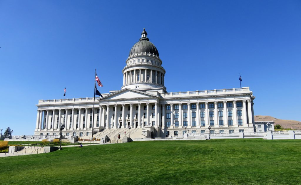 Capitol Hill building, Washington, set against the blue sky