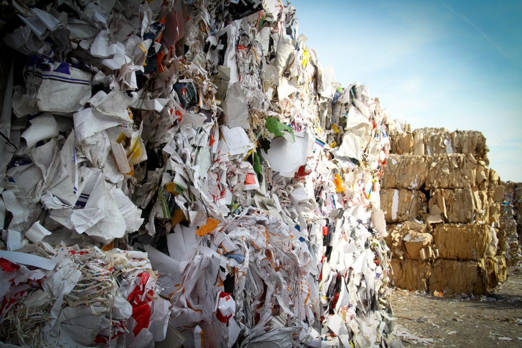 Blocks of recyclable waste at a landfill.