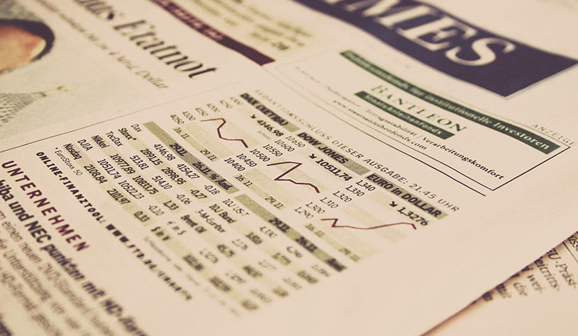The Times newspaper showing the recent rates of the economy.