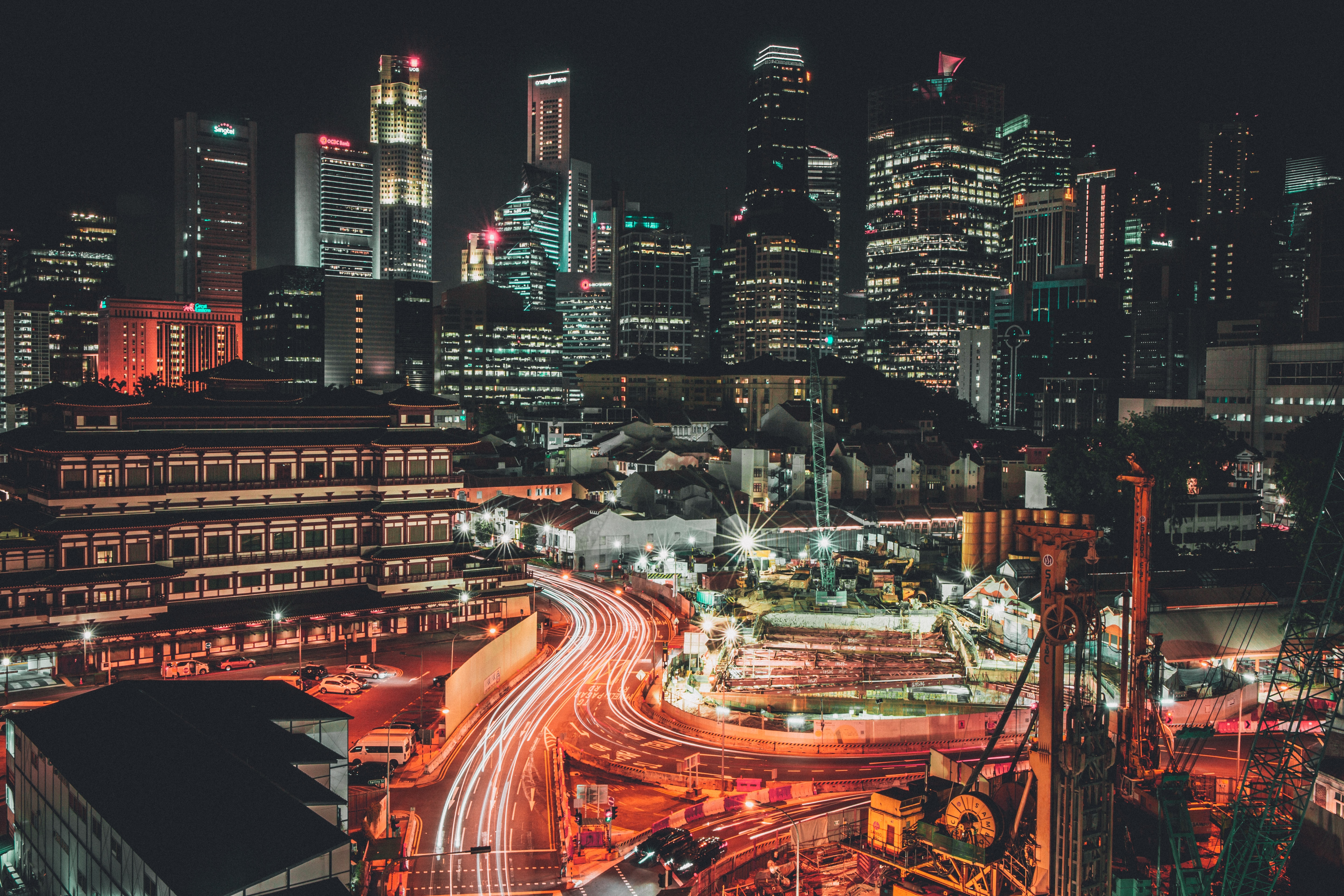 A timelapse of the Singapore city scape at night.