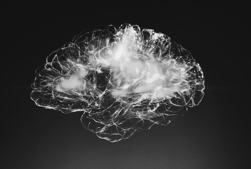 A digital representation of the human brain.