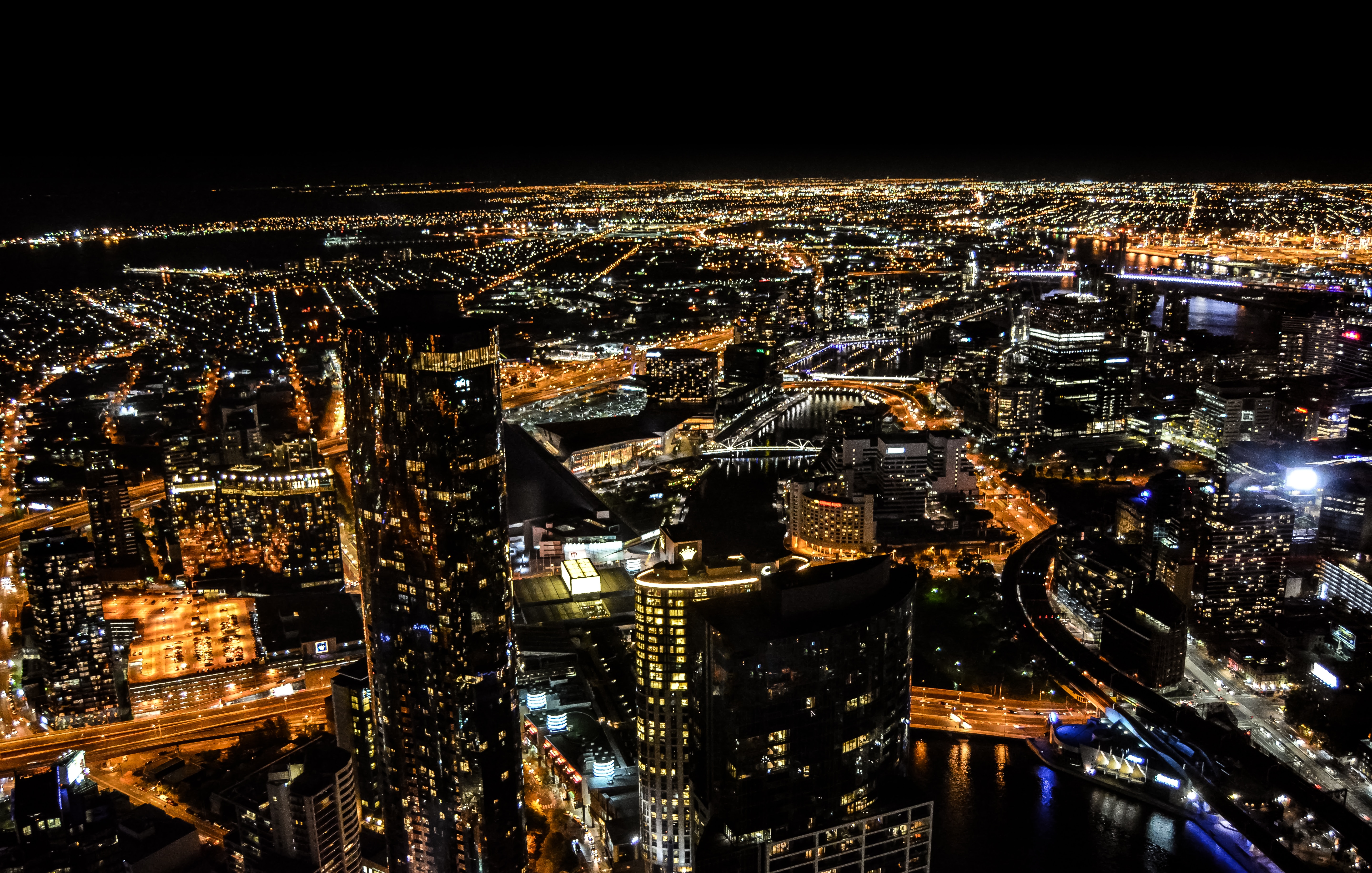 A night time city scape of Melbourne, Australia.