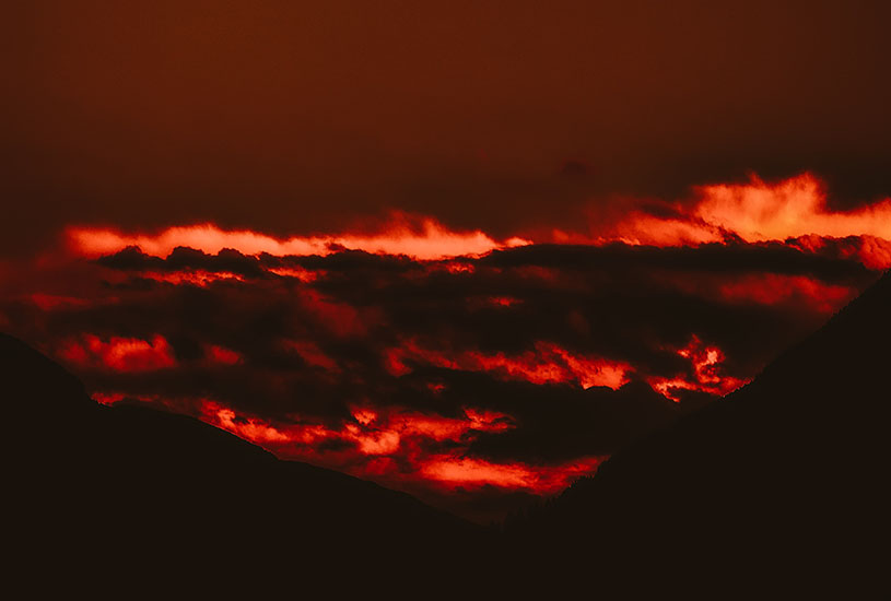 The landscape on fire.