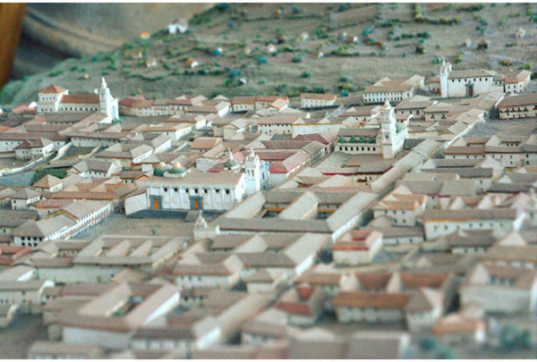 a model village of identical buildings