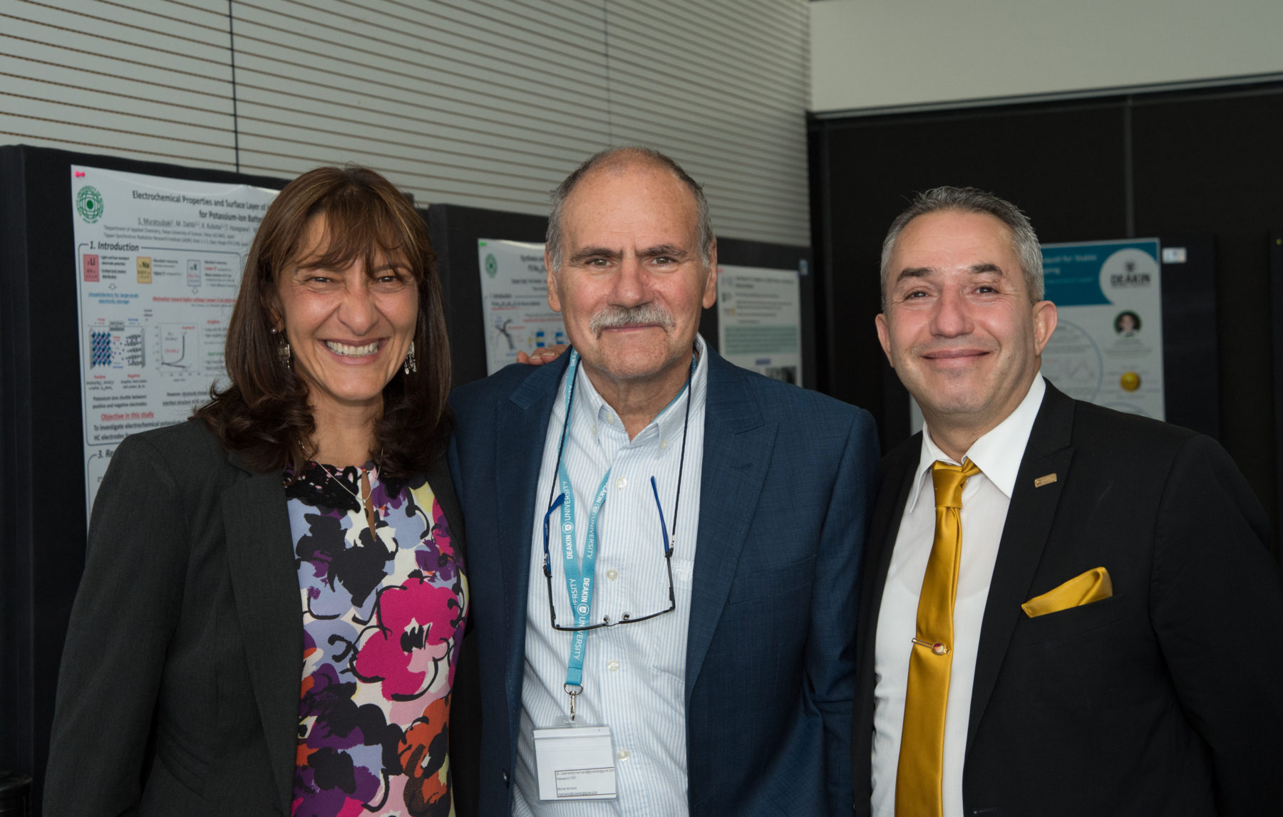 Prof Maria Forsyth, Prof Michel Armand and Dr Karim Zagib from IFM industry partner, HydroQuebec at the 3rd Sodium Battery Conference in Geelong.