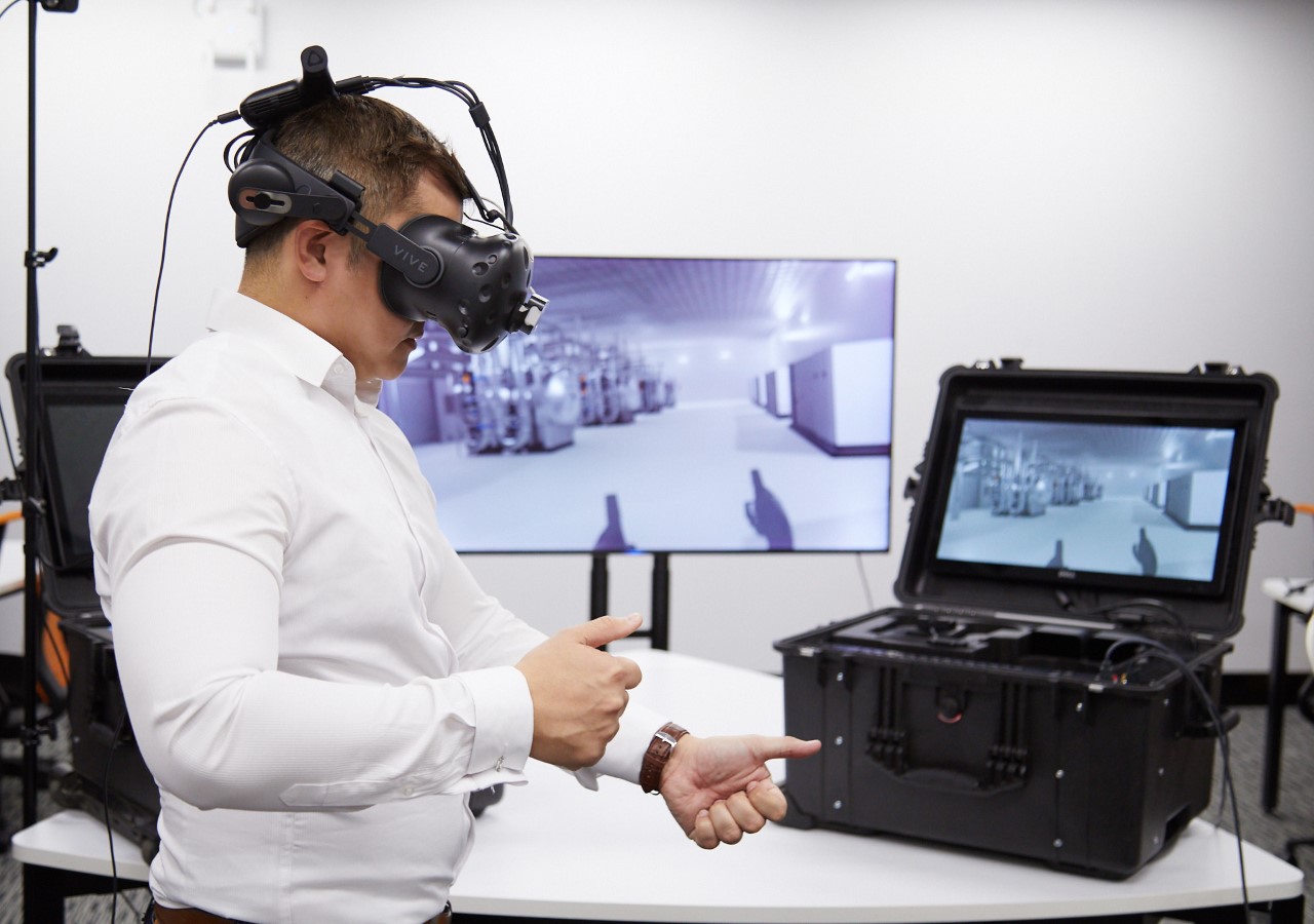 Image of person wearing a virtual reality headset